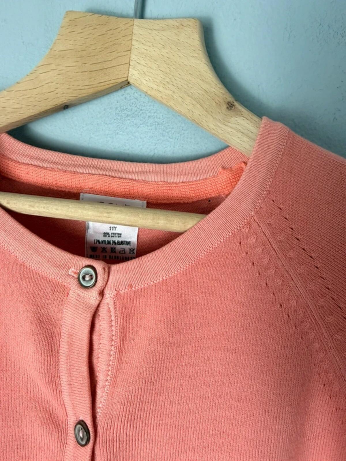 NEW Ex Next Faded Orange Coral Fine Knit Cardigan - Girls 11 Years - Discounted high street clothing for children, ladies and men including everyday wear and seasonal styles. UK online