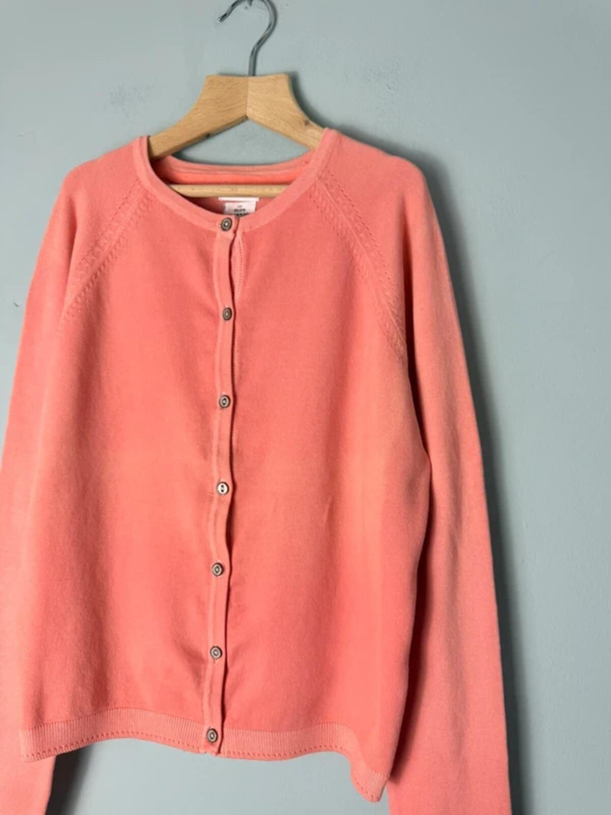NEW Ex Next Faded Orange Coral Fine Knit Cardigan - Girls 11 Years - Discounted high street clothing for children, ladies and men including everyday wear and seasonal styles. UK online