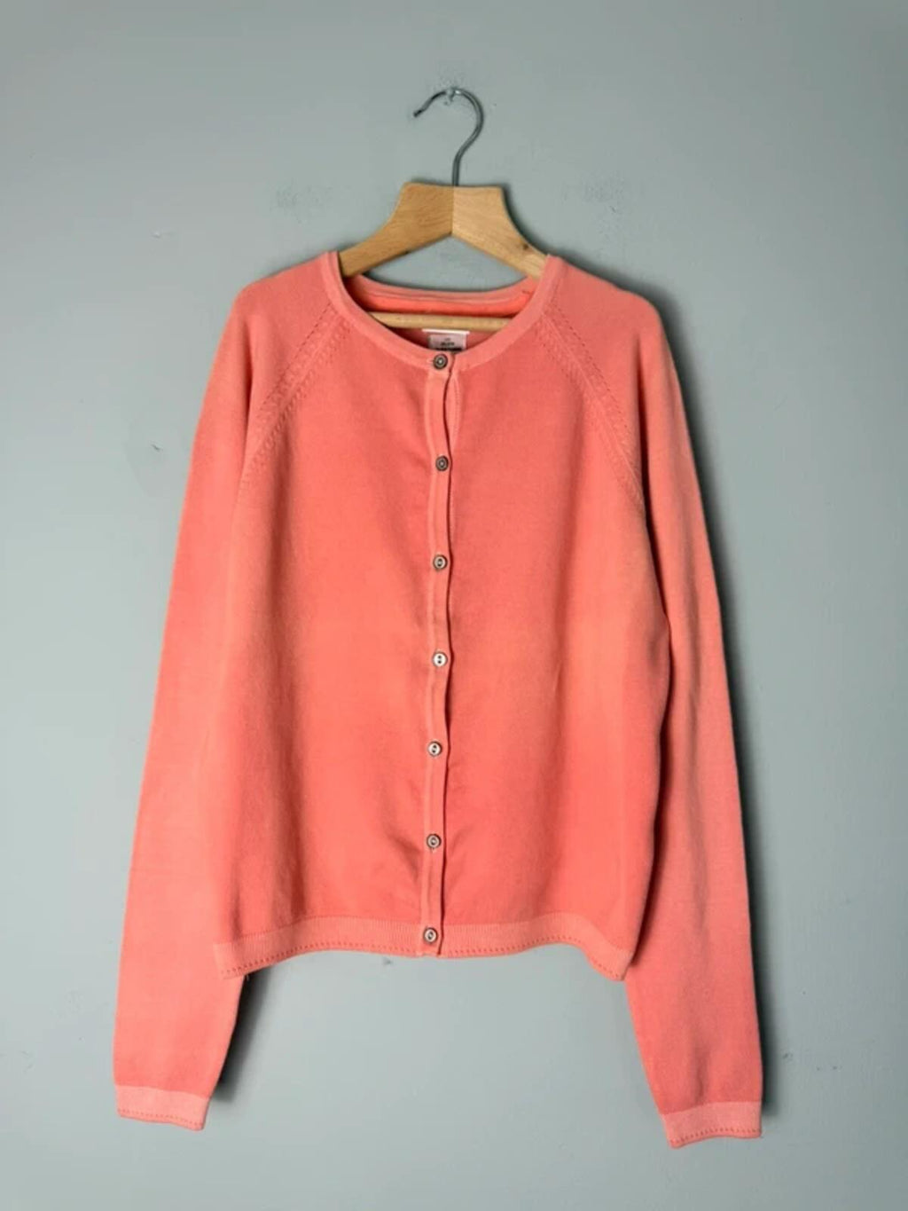 NEW Ex Next Faded Orange Coral Fine Knit Cardigan - Girls 11 Years - Discounted high street clothing for children, ladies and men including everyday wear and seasonal styles. UK online