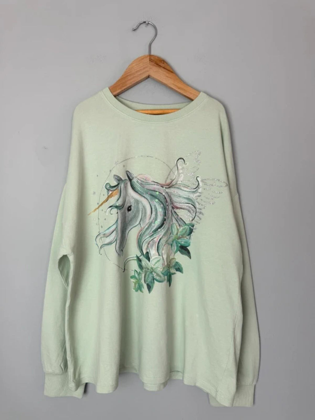 NEW Ex Next Green Unicorn Glitter Lightweight Sweater Jumper - Girls 11 Years - Discounted high street clothing for children, ladies and men including everyday wear and seasonal styles. UK online