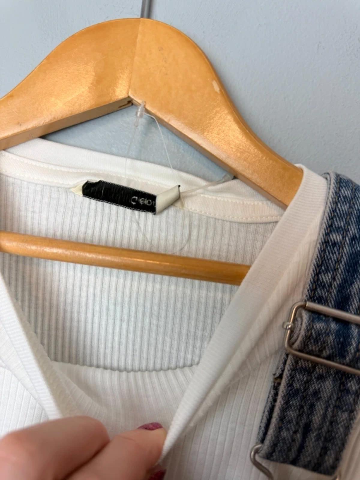 NEW George 2 Part Denim Dungaree Dress & White Ribbed Long Sleeve Top Outfit Size 8 - 9 Years Girls - Discounted high street clothing for children, ladies and men including everyday wear and seasonal styles. UK online