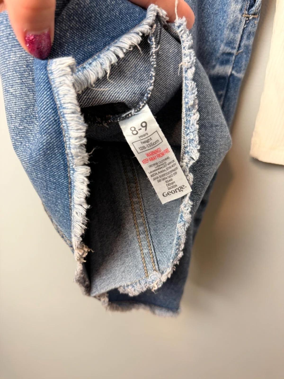 NEW George 2 Part Denim Dungaree Dress & White Ribbed Long Sleeve Top Outfit Size 8 - 9 Years Girls - Discounted high street clothing for children, ladies and men including everyday wear and seasonal styles. UK online