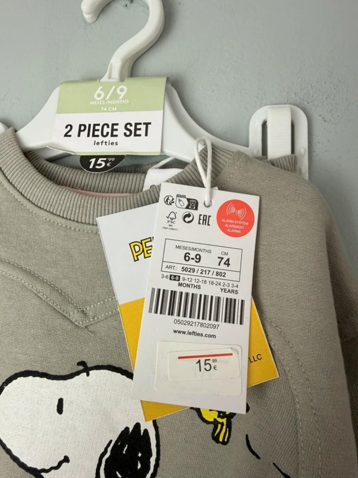 NEW Lefties Peanuts Snoopy 2 Piece Co - ord Jumper & Leggings - Unisex 6 - 9 Months - Discounted high street clothing for children, ladies and men including everyday wear and seasonal styles. UK online