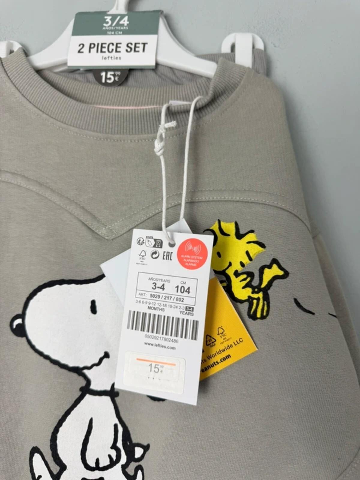 NEW Lefties Peanuts Snoopy 2 Piece Co - ord Set Jumper Leggings - Girls Boys 3 - 4 Years - Discounted high street clothing for children, ladies and men including everyday wear and seasonal styles. UK online