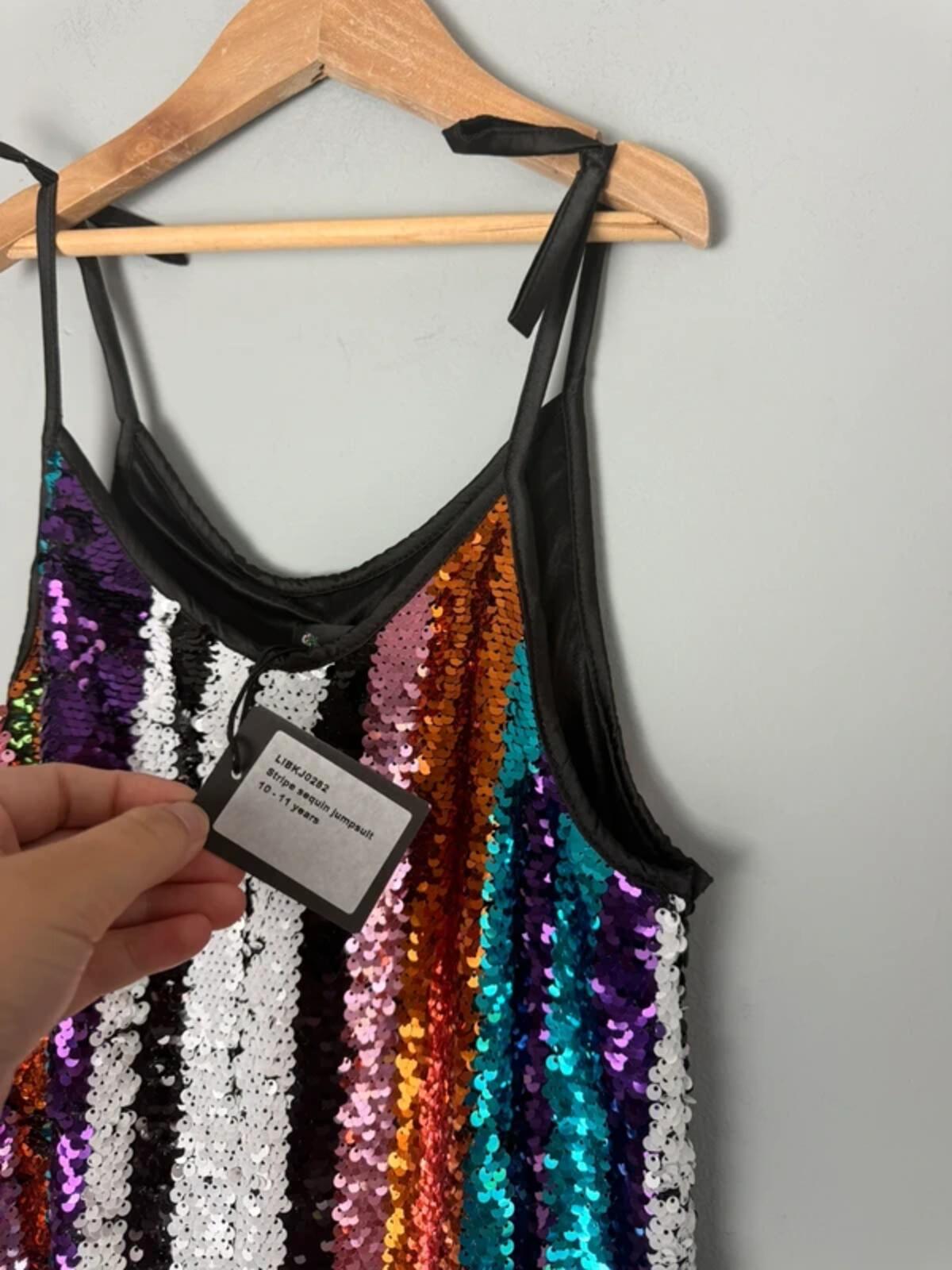 NEW Liberated Folk Mulitcolour Sequin Jumpsuit - Girls 10 - 11 Years - Discounted high street clothing for children, ladies and men including everyday wear and seasonal styles. UK online