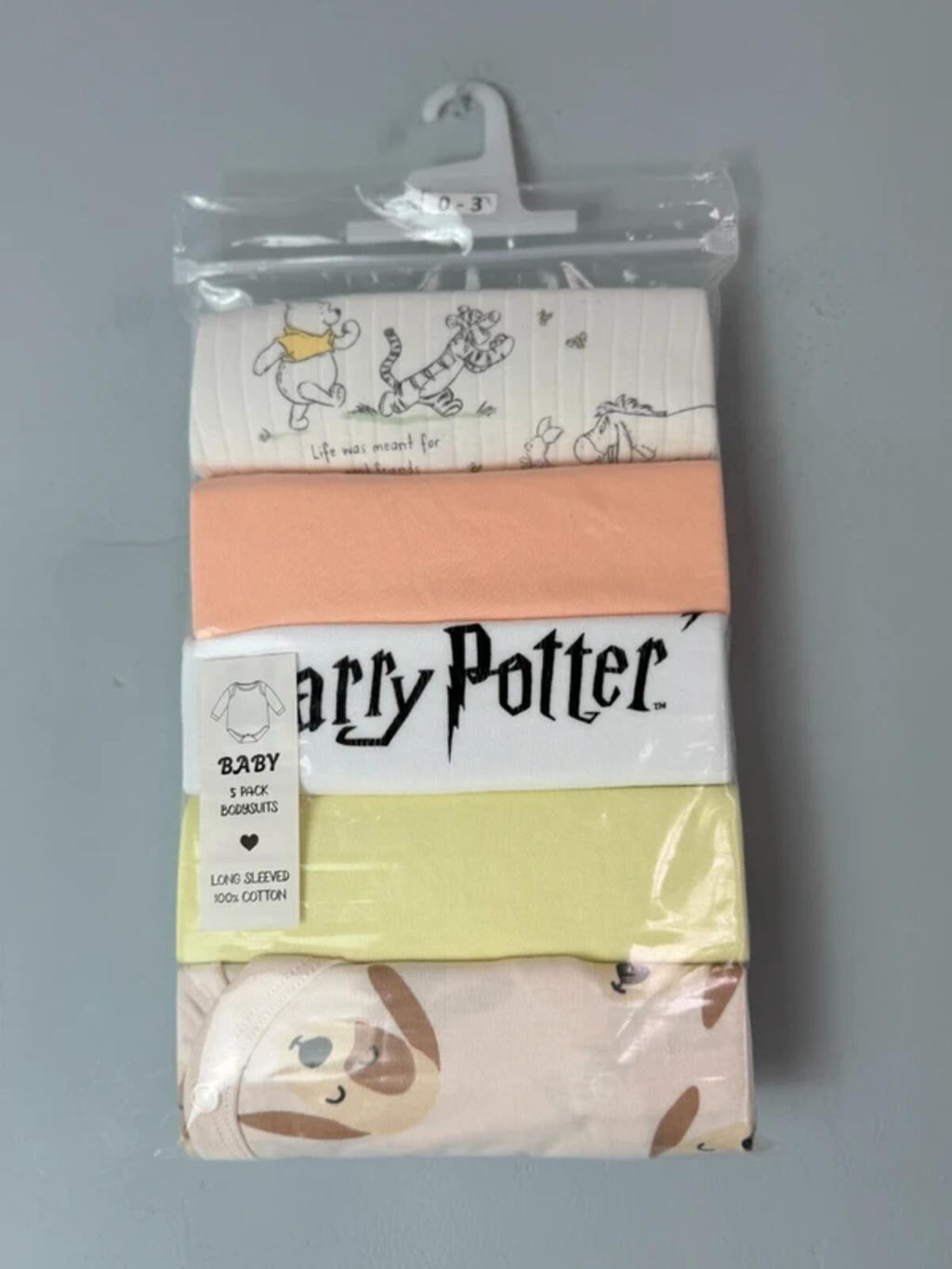 NEW Long Sleeve Baby Bodysuit 5 Pack - Mixed Brands - Unisex Baby 0 - 3 Months - Discounted high street clothing for children, ladies and men including everyday wear and seasonal styles. UK online