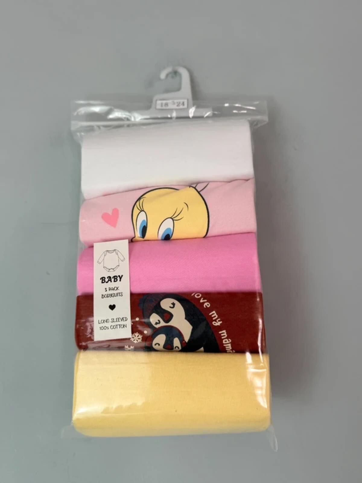NEW Long Sleeve Baby Bodysuits - Mixed Brands - Girls 18 - 24 Months - Discounted high street clothing for children, ladies and men including everyday wear and seasonal styles. UK online
