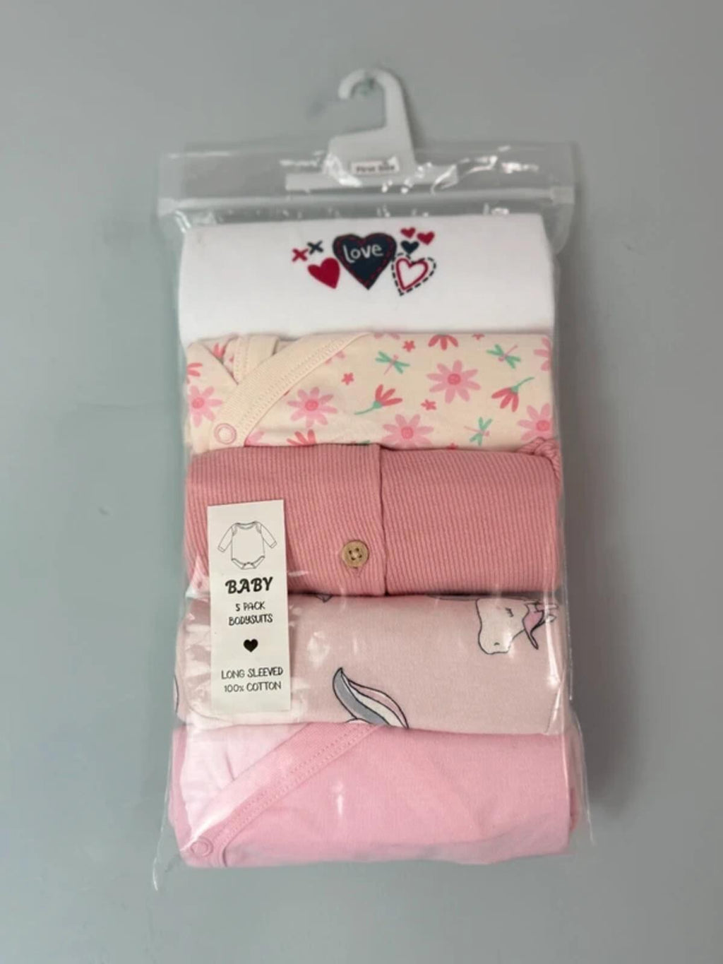 NEW Long Sleeve Baby Bodysuits - Mixed Brands - Girls First Size - Discounted high street clothing for children, ladies and men including everyday wear and seasonal styles. UK online