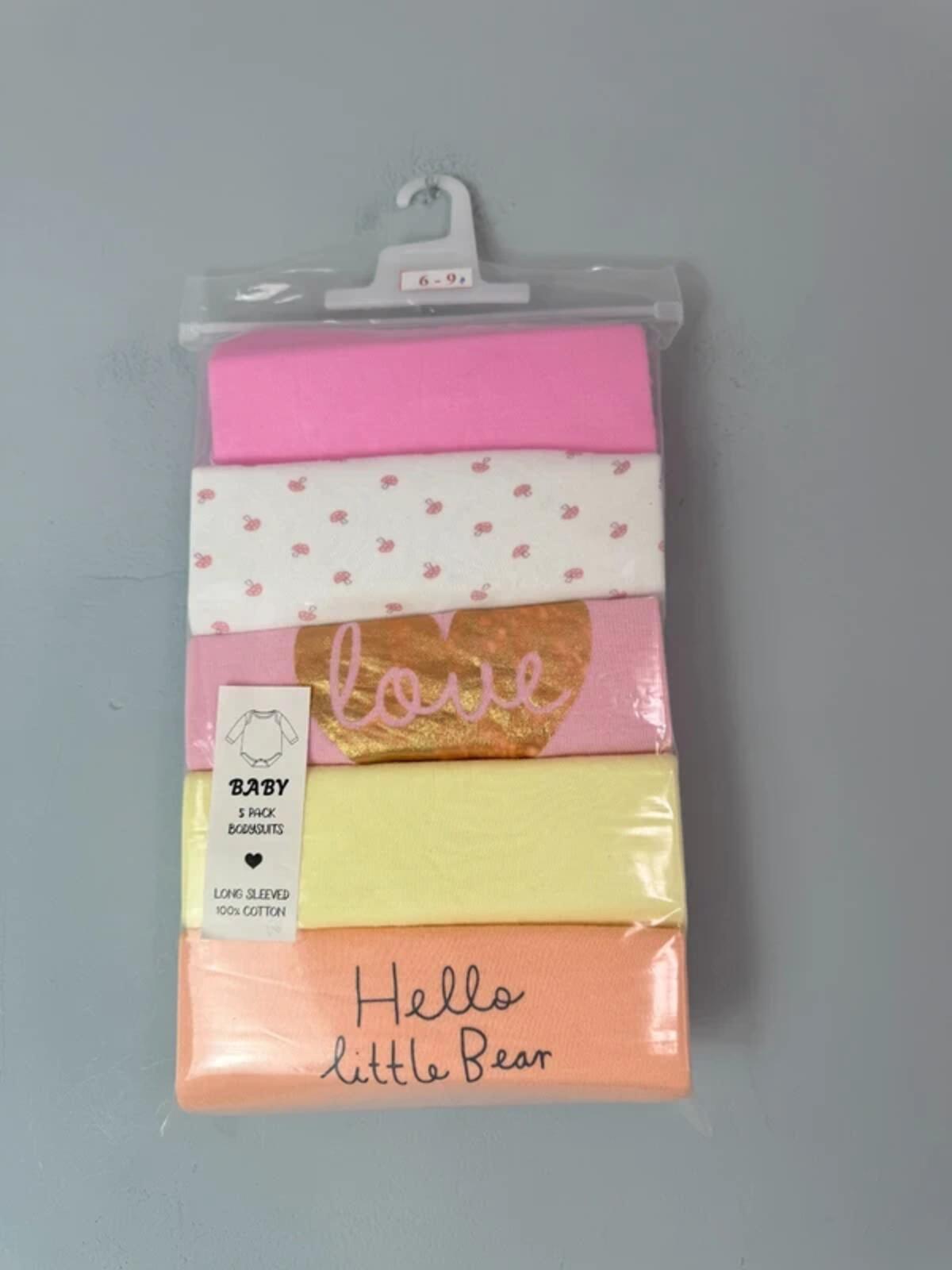 NEW Long Sleeve Bodysuits - Mixed Brands - Girls 6 - 9 Months - Discounted high street clothing for children, ladies and men including everyday wear and seasonal styles. UK online