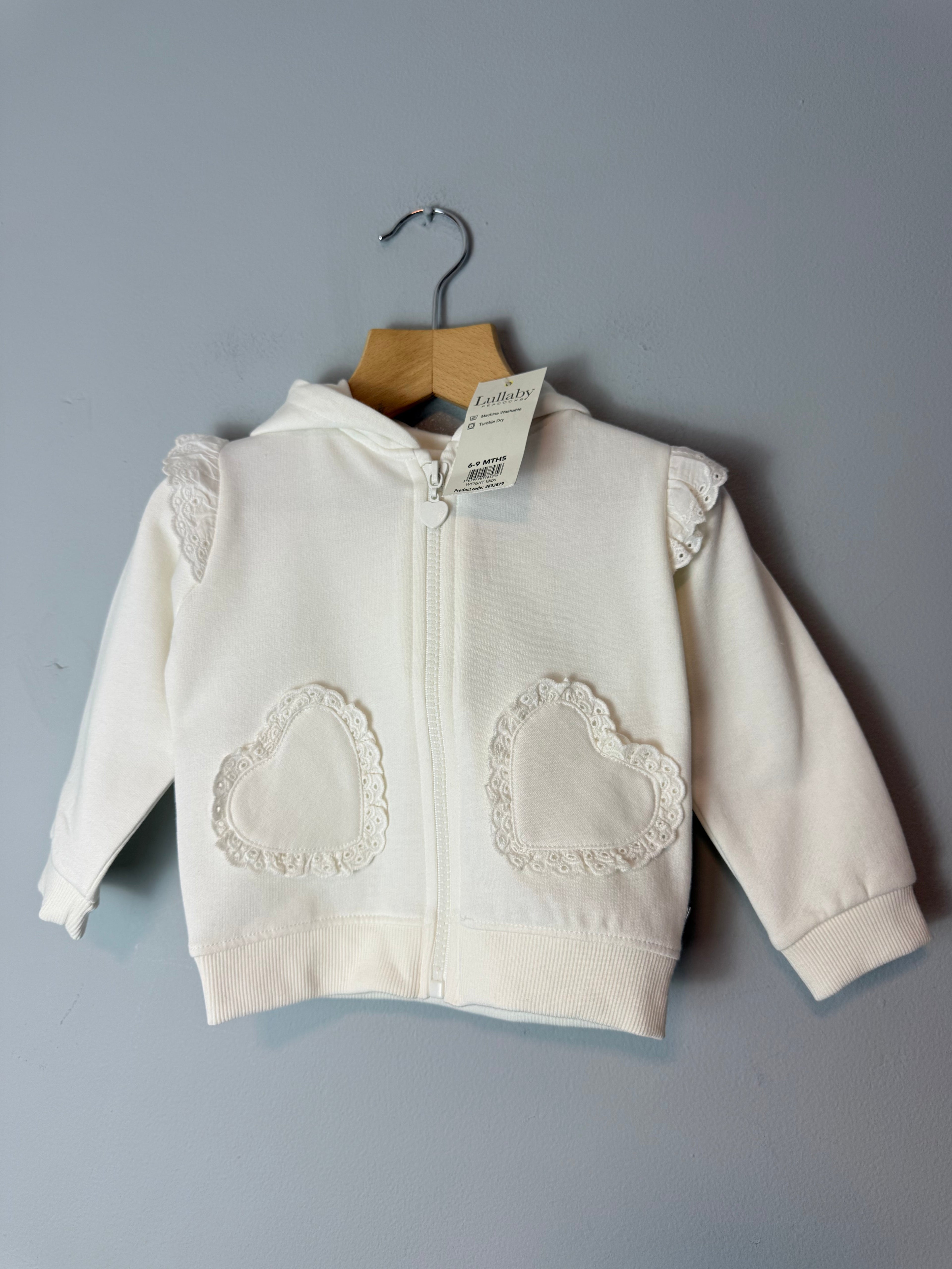 New Lullaby Broderie Angliase Zip Hoodie - Girls 18 - 24 Months - Discounted high street clothing for children, ladies and men including everyday wear and seasonal styles. UK online