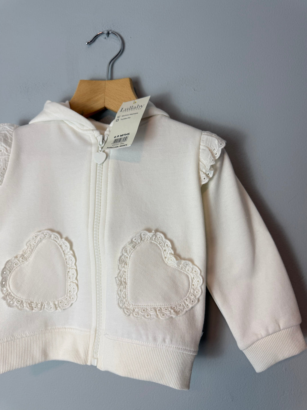 New Lullaby Broderie Angliase Zip Hoodie - Girls 18 - 24 Months - Discounted high street clothing for children, ladies and men including everyday wear and seasonal styles. UK online