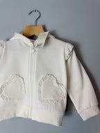 New Lullaby Broderie Angliase Zip Hoodie - Girls 18 - 24 Months - Discounted high street clothing for children, ladies and men including everyday wear and seasonal styles. UK online