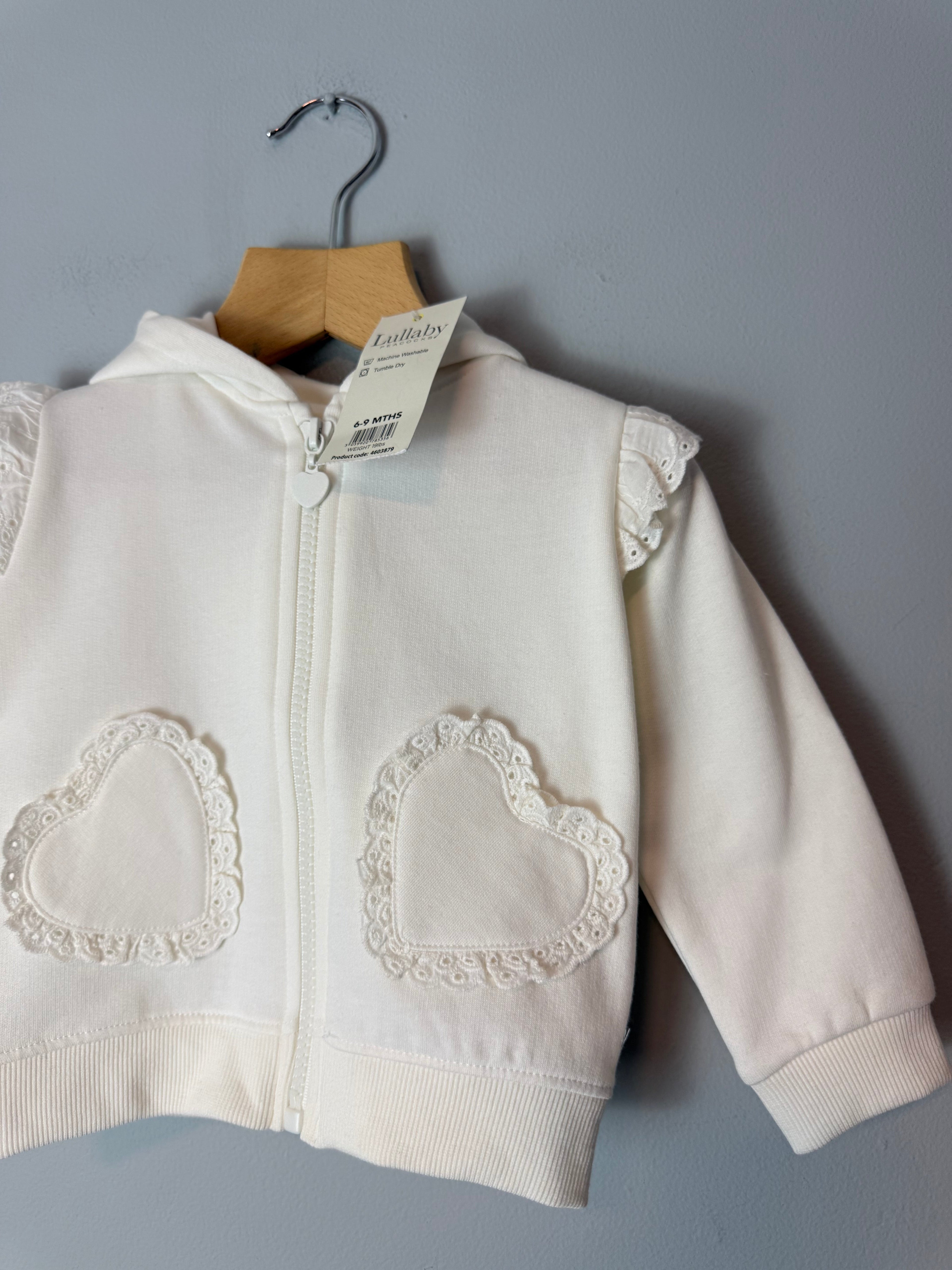 New Lullaby Broderie Angliase Zip Hoodie - Girls 18 - 24 Months - Discounted high street clothing for children, ladies and men including everyday wear and seasonal styles. UK online