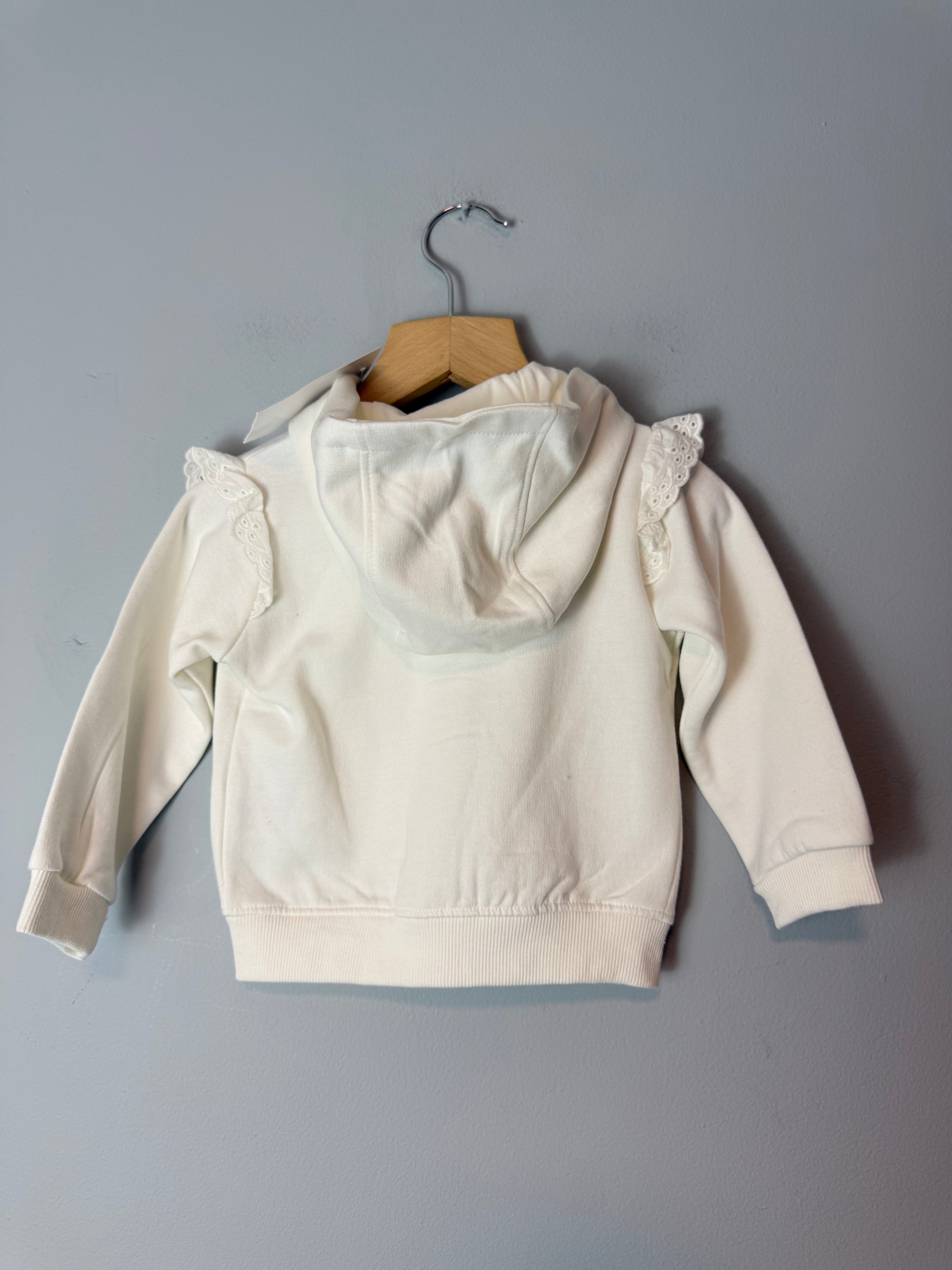 New Lullaby Broderie Angliase Zip Hoodie - Girls 18 - 24 Months - Discounted high street clothing for children, ladies and men including everyday wear and seasonal styles. UK online