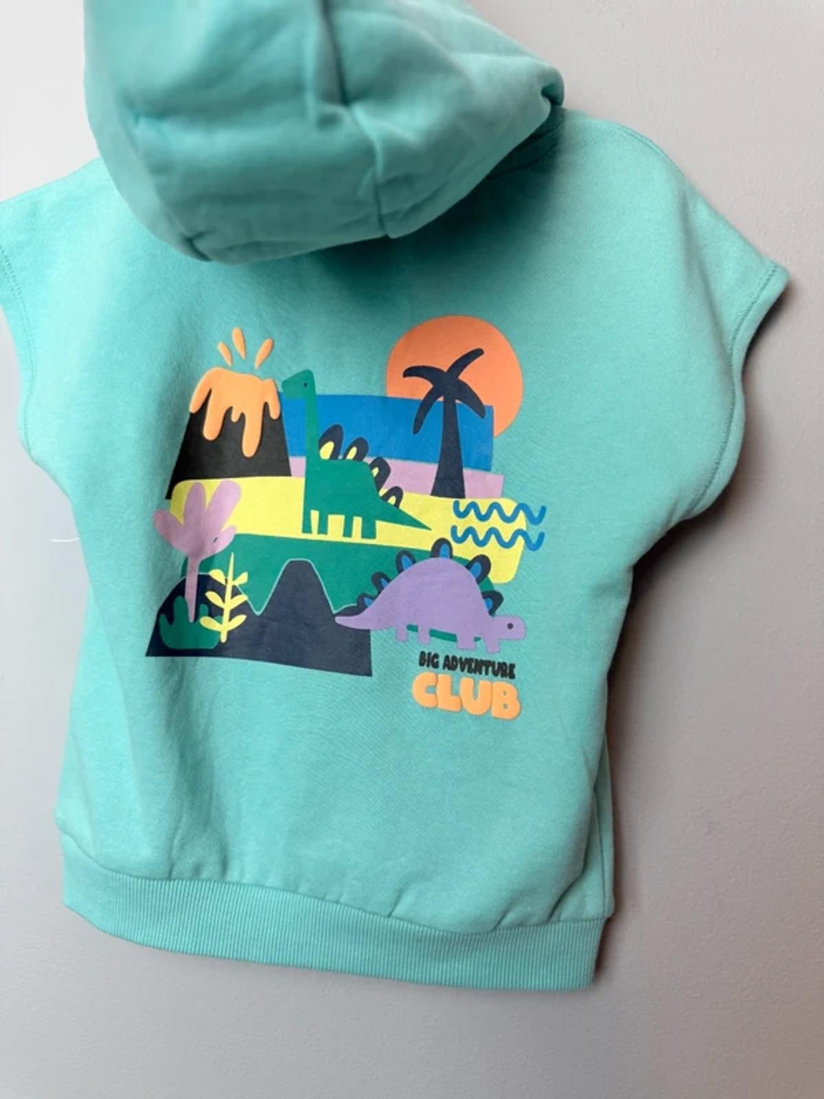 NEW Matalan Green/Blue Dinosaur Sleeveless Summer Hoodie - Boys 18 - 23 Months - Discounted high street clothing for children, ladies and men including everyday wear and seasonal styles. UK online