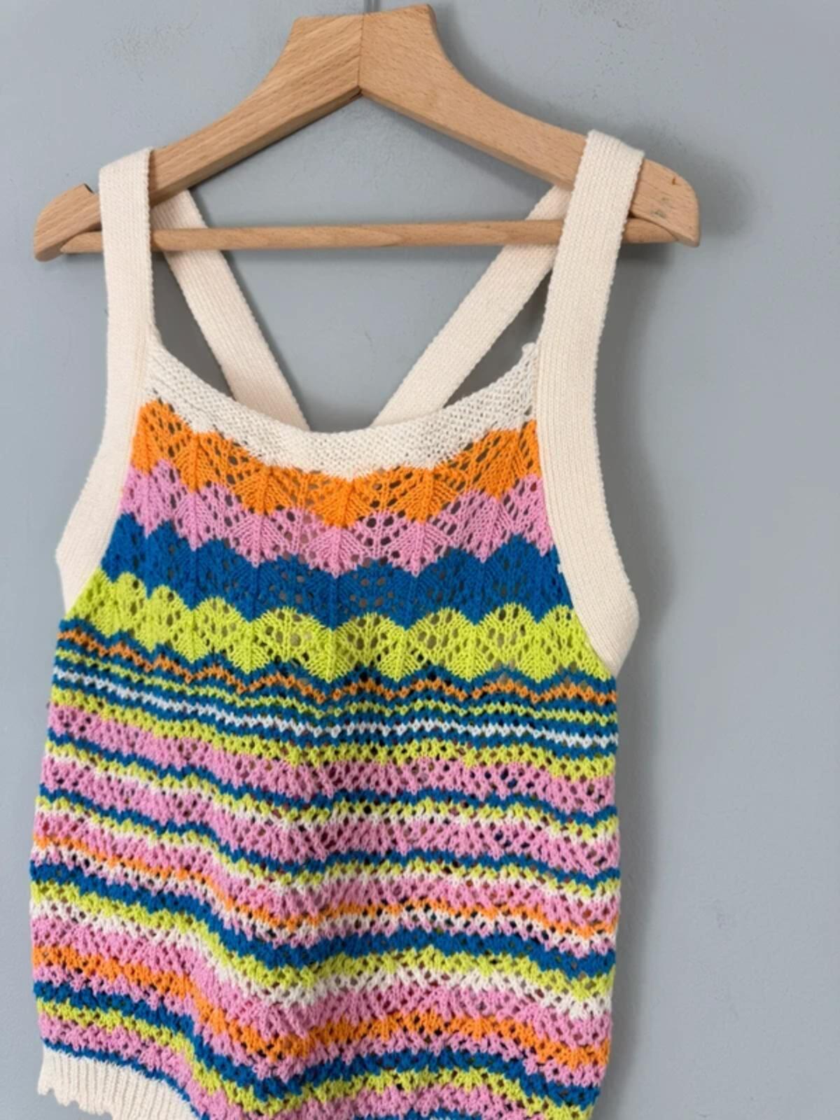 NEW Matalan Multicolour Crochet Crossover Back Top - Girls 11 Years - Discounted high street clothing for children, ladies and men including everyday wear and seasonal styles. UK online