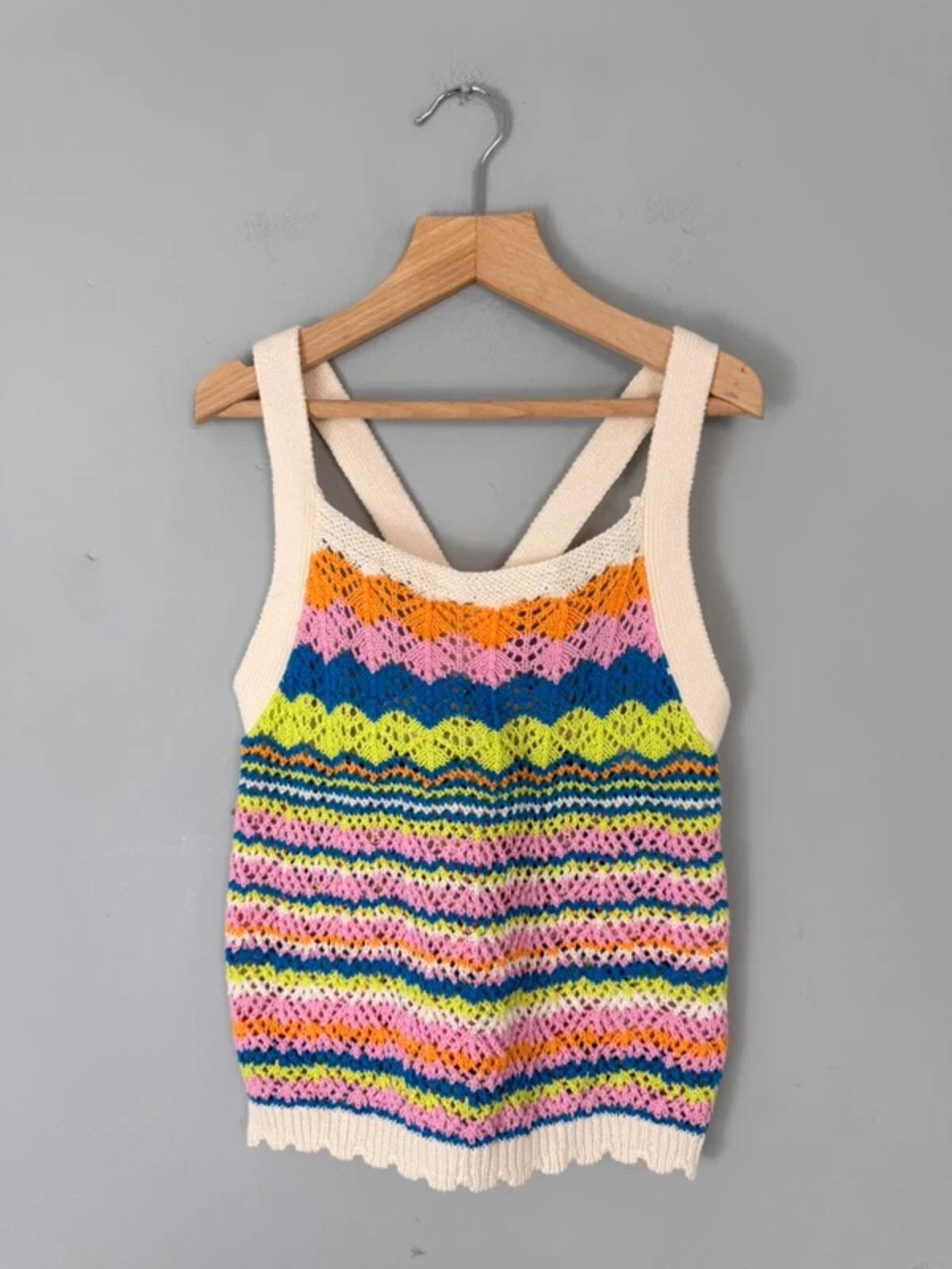 NEW Matalan Multicolour Crochet Crossover Back Top - Girls 11 Years - Discounted high street clothing for children, ladies and men including everyday wear and seasonal styles. UK online