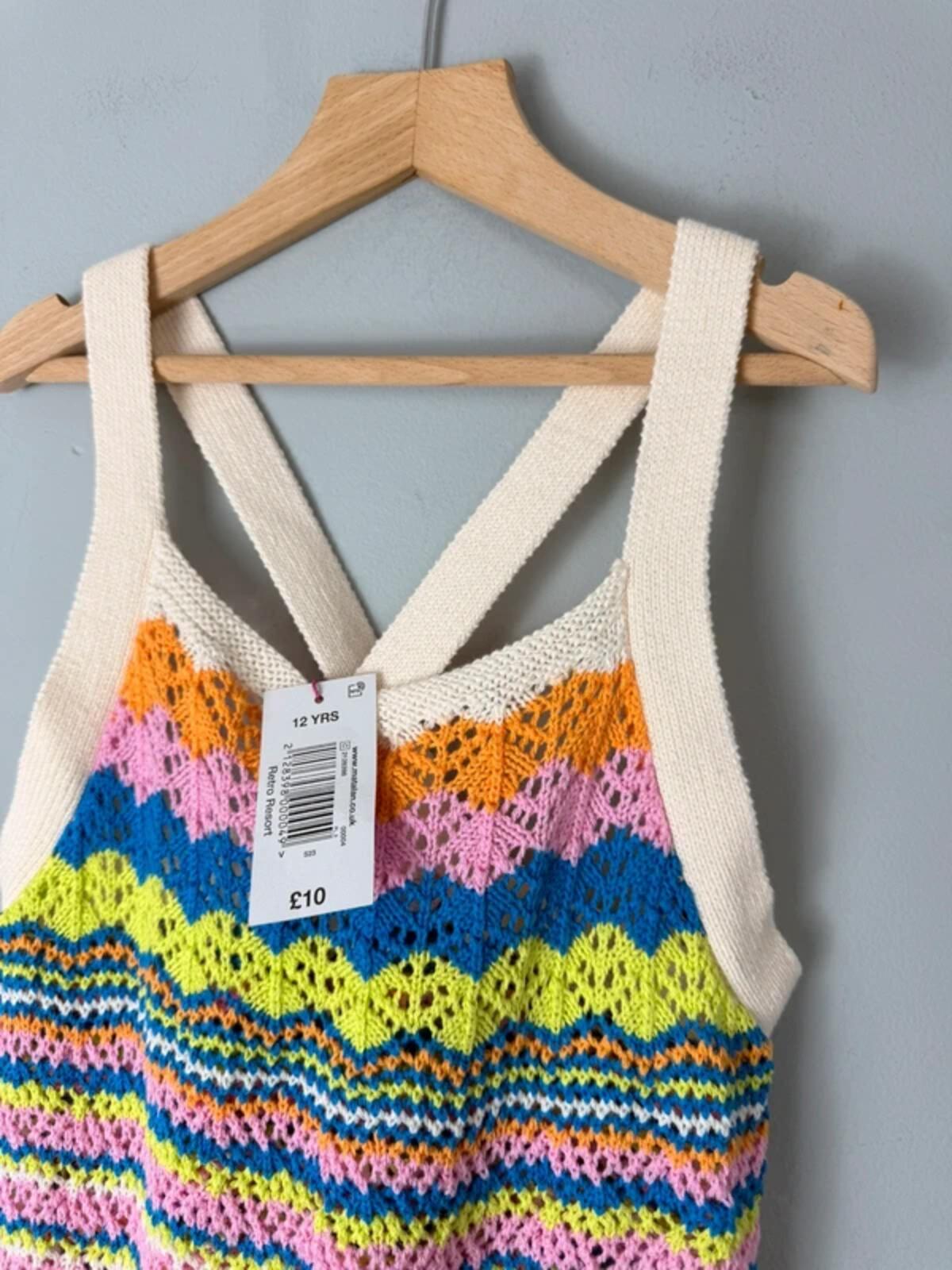 NEW Matalan Multicolour Crossover Back Crochet Top - Girls 12 Years - Discounted high street clothing for children, ladies and men including everyday wear and seasonal styles. UK online
