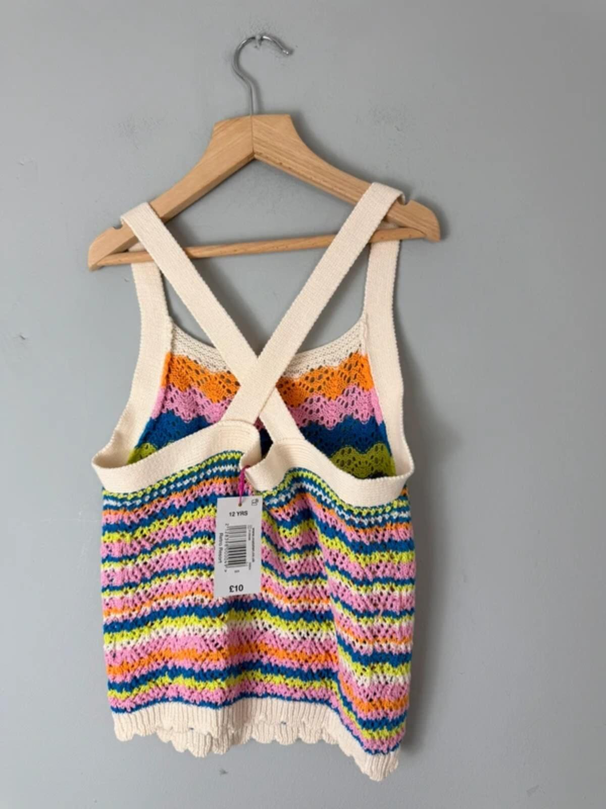 NEW Matalan Multicolour Crossover Back Crochet Top - Girls 12 Years - Discounted high street clothing for children, ladies and men including everyday wear and seasonal styles. UK online
