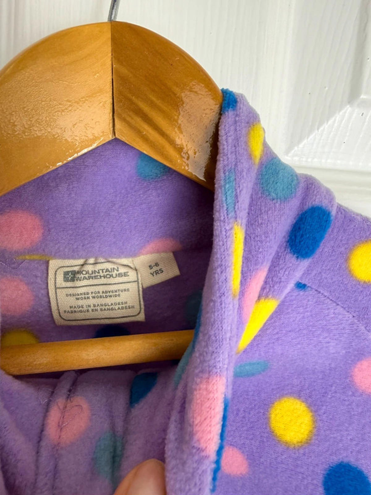 NEW Mountain Warehouse Purple Polkadot Quarter Zip pullover fleece Girls 5 - 6 Years - Discounted high street clothing for children, ladies and men including everyday wear and seasonal styles. UK online