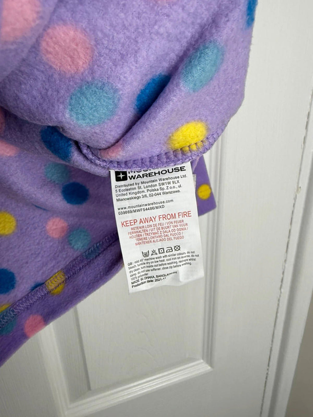 NEW Mountain Warehouse Purple Polkadot Quarter Zip pullover fleece Girls 5 - 6 Years - Discounted high street clothing for children, ladies and men including everyday wear and seasonal styles. UK online