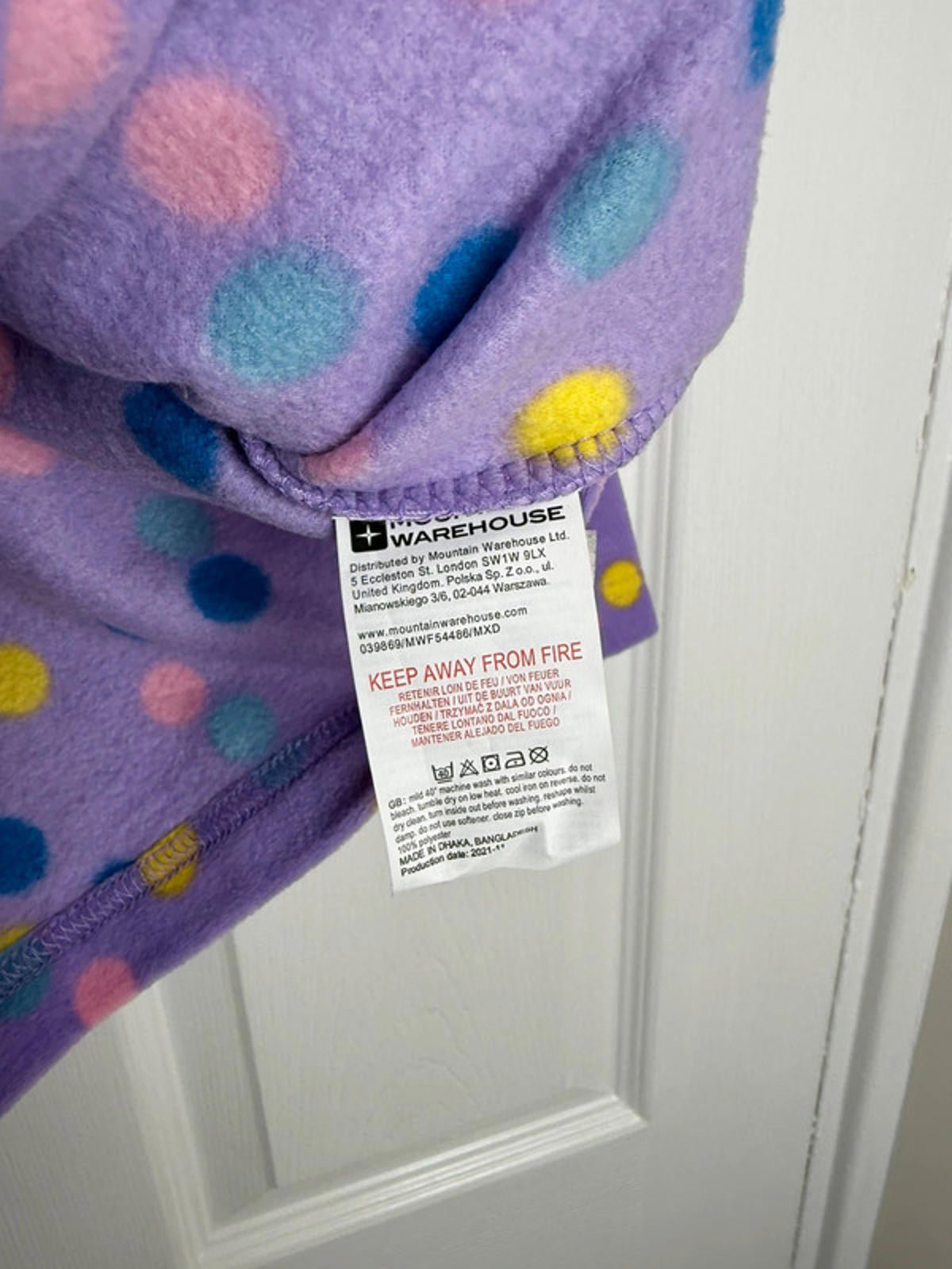 NEW Mountain Warehouse Purple Polkadot Quarter Zip pullover fleece Girls 5 - 6 Years - Discounted high street clothing for children, ladies and men including everyday wear and seasonal styles. UK online