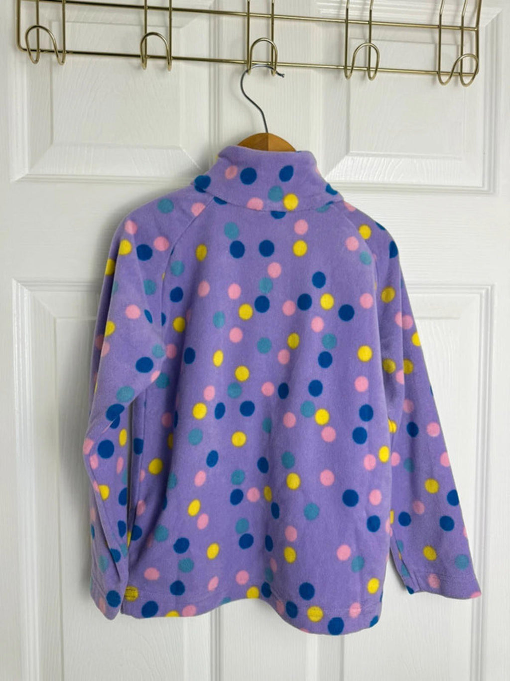 NEW Mountain Warehouse Purple Polkadot Quarter Zip pullover fleece Girls 5 - 6 Years - Discounted high street clothing for children, ladies and men including everyday wear and seasonal styles. UK online