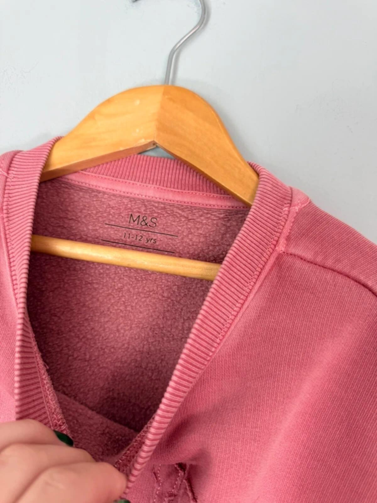 NEW M&S Faded Pink Sweden Stockholm Varsity Style Cropped Sweater Girls 11 - 12 Years - Discounted high street clothing for children, ladies and men including everyday wear and seasonal styles. UK online