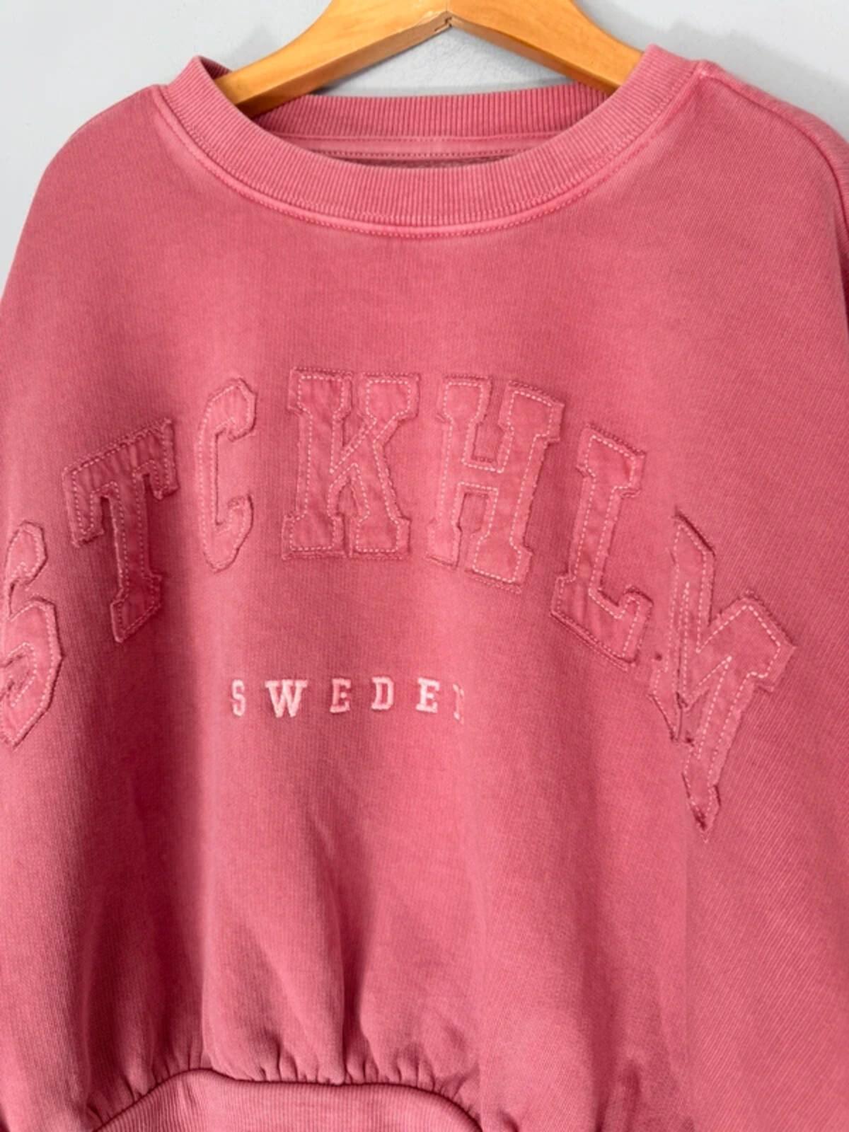 NEW M&S Faded Pink Sweden Stockholm Varsity Style Cropped Sweater Girls 11 - 12 Years - Discounted high street clothing for children, ladies and men including everyday wear and seasonal styles. UK online