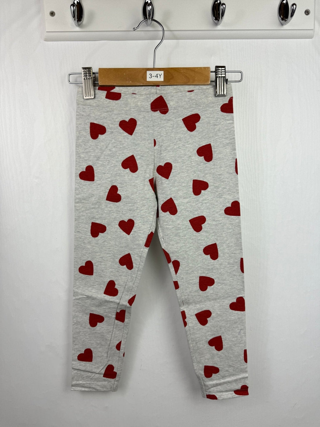 NEW M*S Red Heart Grey Leggings (2nd) - Girls 3 - 4 Years - Discounted high street clothing for children, ladies and men including everyday wear and seasonal styles. UK online