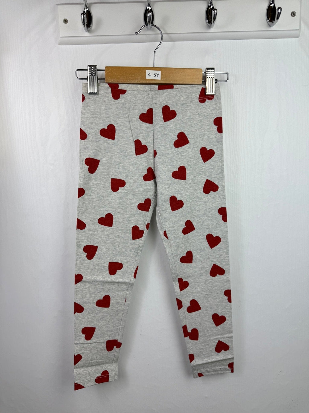 NEW M*S Red Heart Grey Leggings - Girls 4 - 5 Years - Back On The Shelves High Street Outlet Online UK