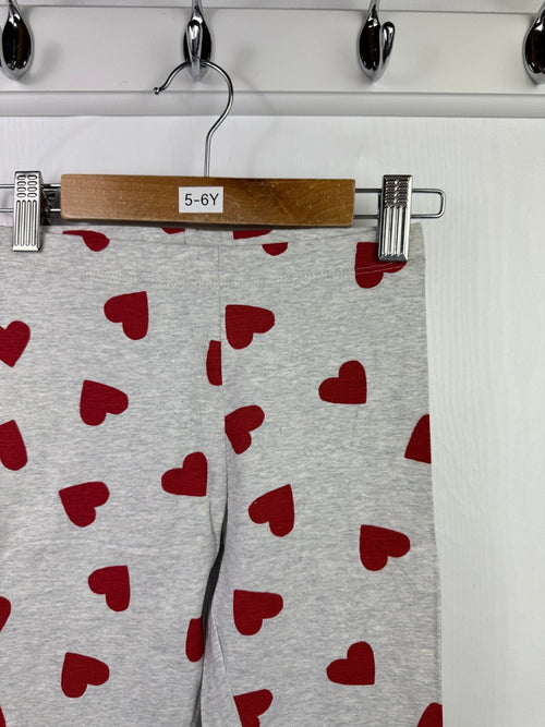 NEW M*S Red Heart Grey Leggings (2nd) - Girls 5 - 6 Years - Back On The Shelves High Street Outlet Online UK