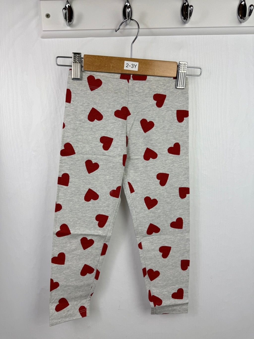 NEW M*S Red Heart Grey Leggings - Girls 2 - 3 Years - Back On The Shelves High Street Outlet Online UK