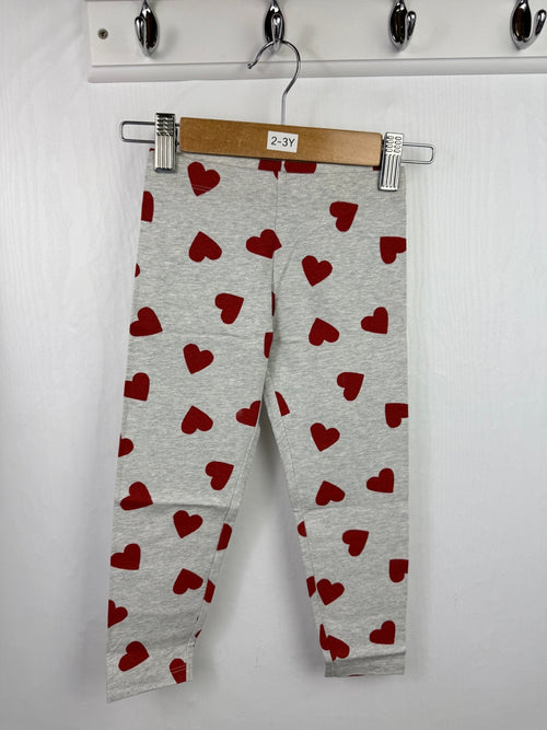 NEW M*S Red Heart Grey Leggings - Girls 2 - 3 Years - Back On The Shelves High Street Outlet Online UK