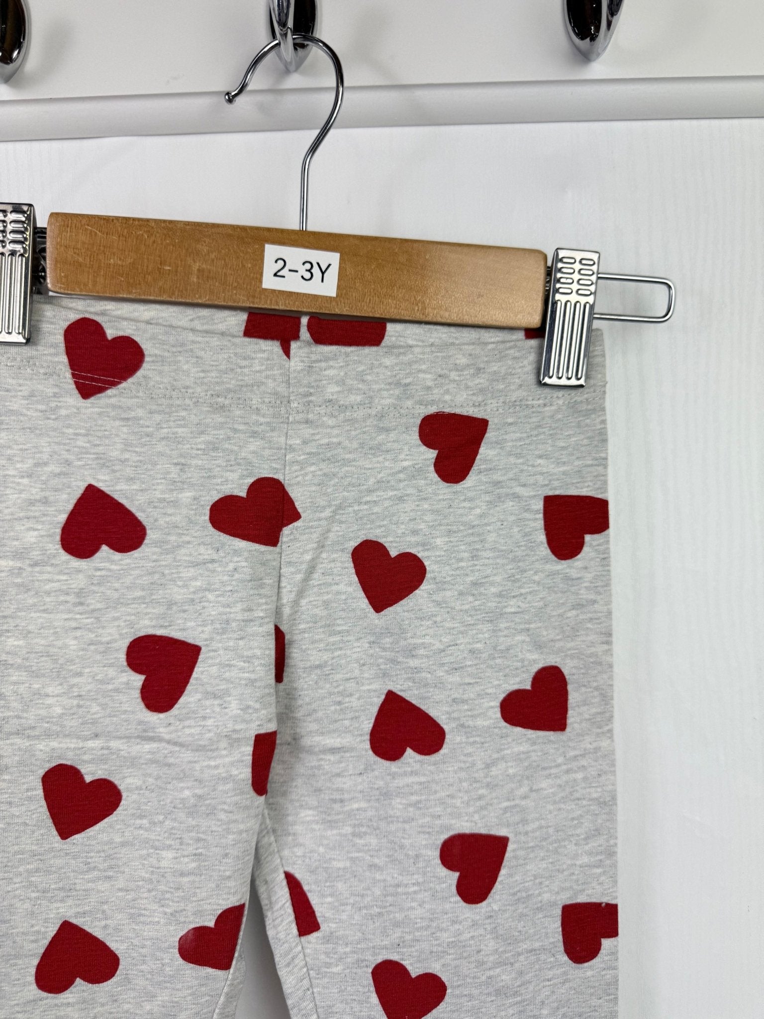 NEW M*S Red Heart Grey Leggings - Girls 2 - 3 Years - Back On The Shelves High Street Outlet Online UK