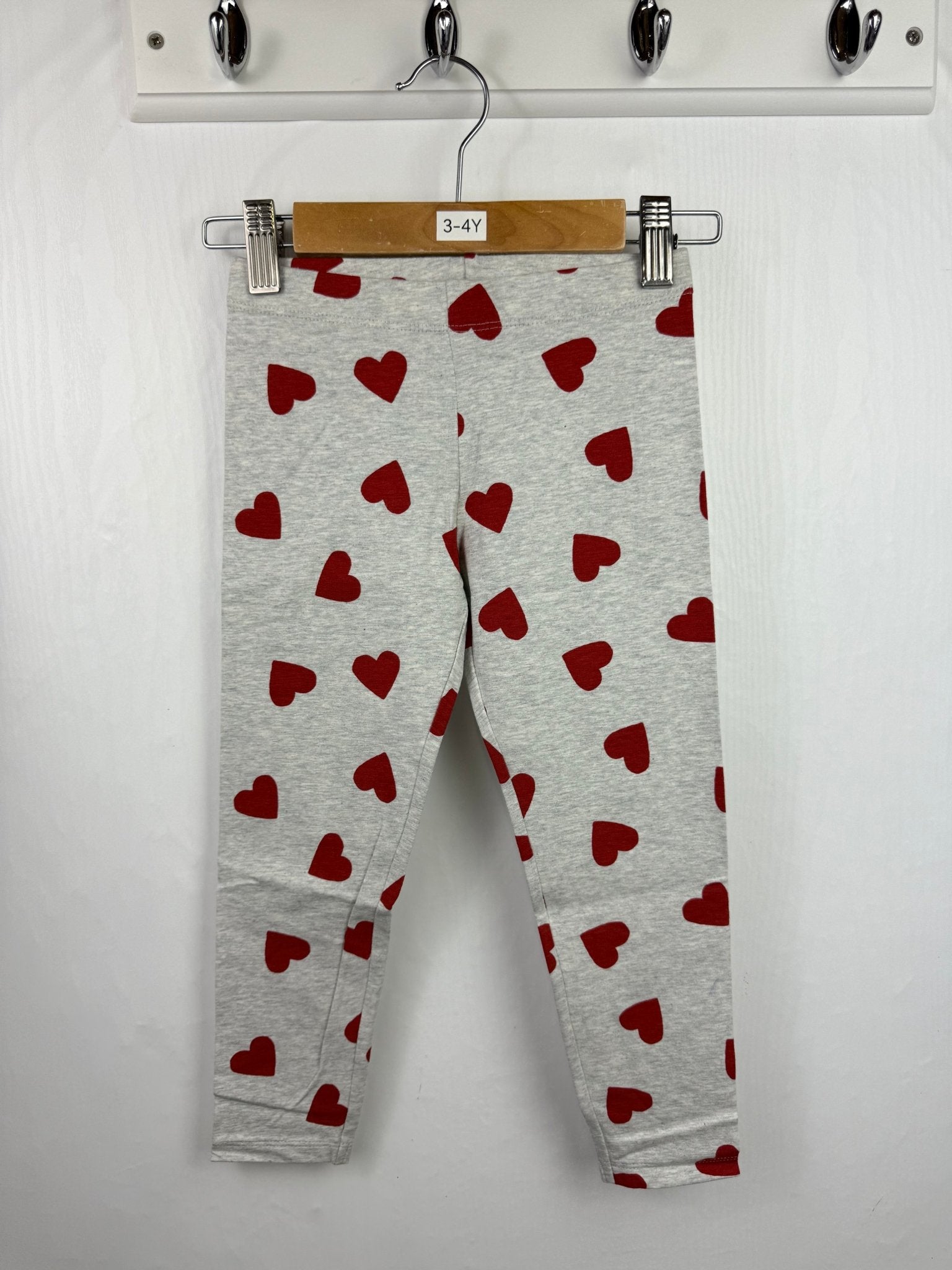 NEW M*S Red Heart Grey Leggings - Girls 3 - 4 Years - Back On The Shelves High Street Outlet Online UK