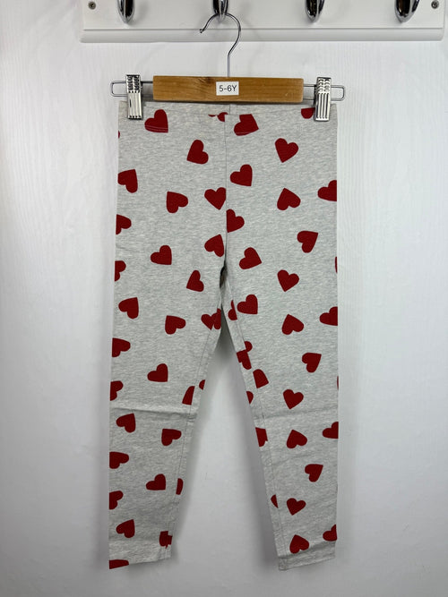NEW M*S Red Heart Grey Leggings - Girls 5 - 6 Years - Back On The Shelves High Street Outlet Online UK