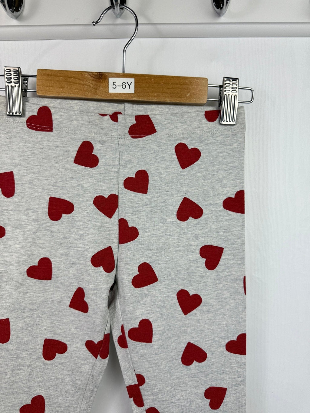 NEW M*S Red Heart Grey Leggings - Girls 5 - 6 Years - Back On The Shelves High Street Outlet Online UK