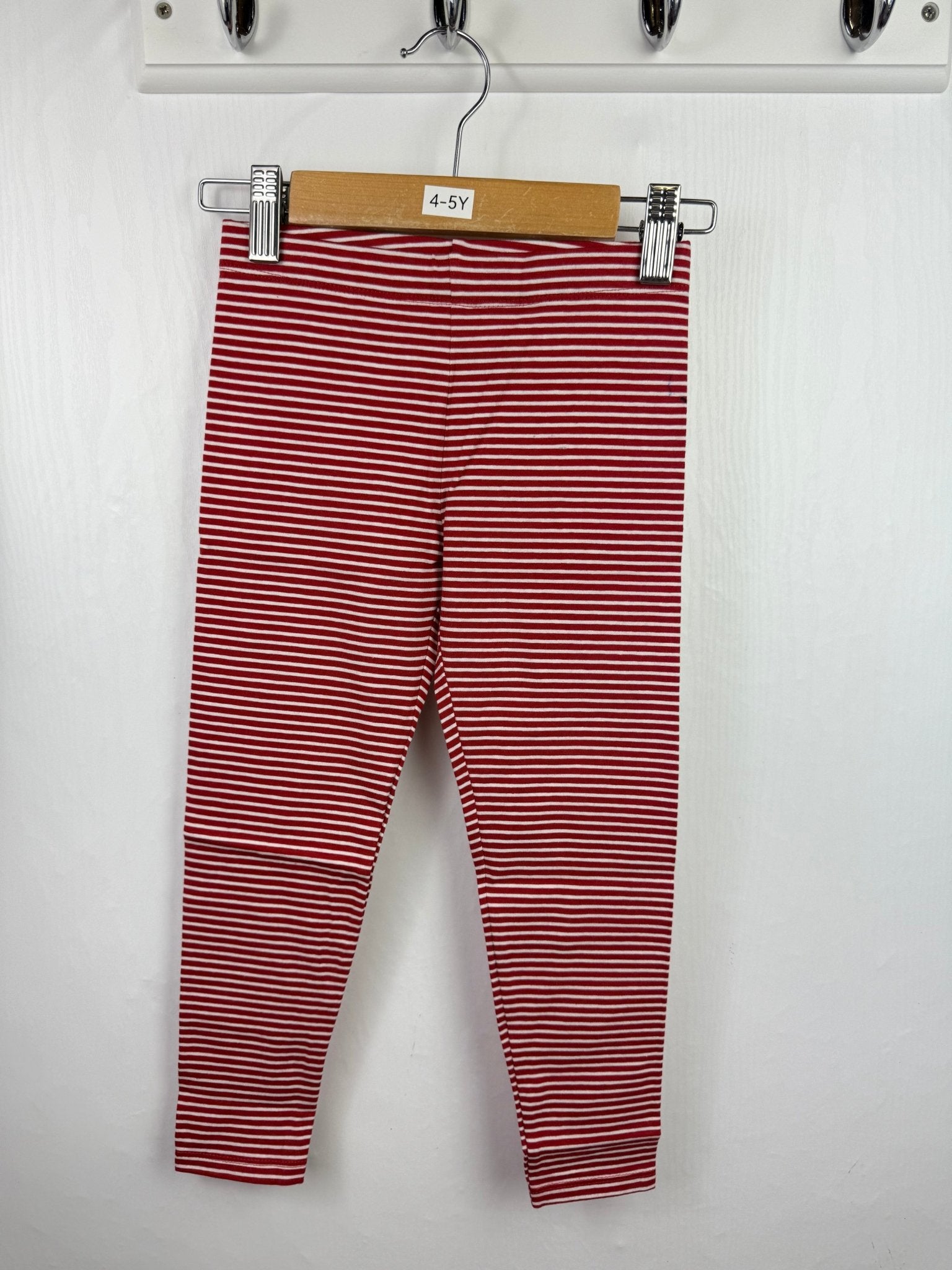 NEW M*S Red Striped Leggings (2nd) - Girls 4 - 5 Years - Back On The Shelves High Street Outlet Online UK