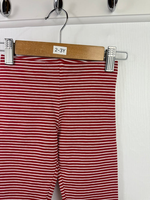 NEW M*S Red Striped Leggings - Girls 2 - 3 Years - Discounted high street clothing for children, ladies and men including everyday wear and seasonal styles. UK online
