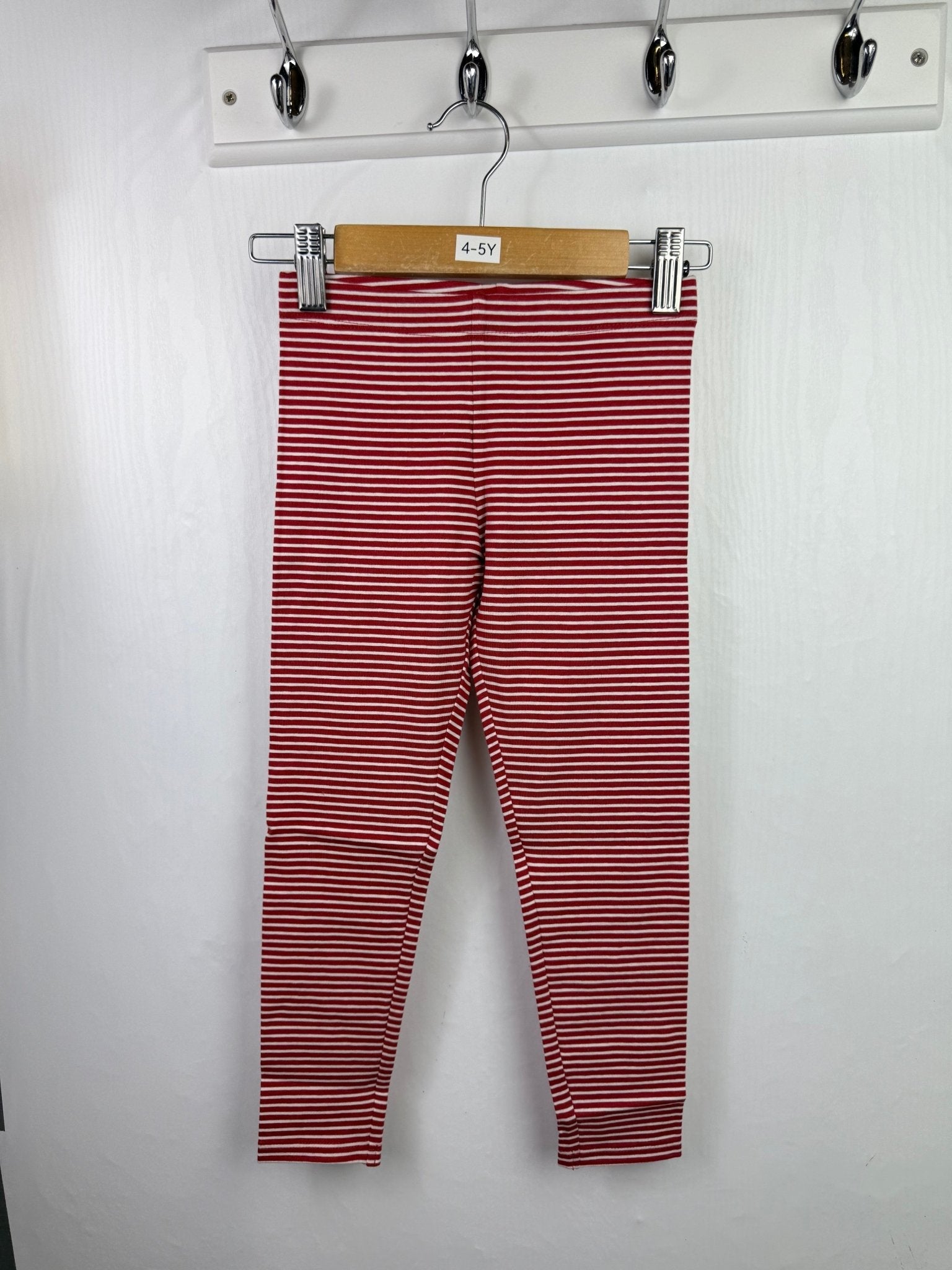 NEW M*S Red Striped Leggings - Girls 4 - 5 Years - Back On The Shelves High Street Outlet Online UK
