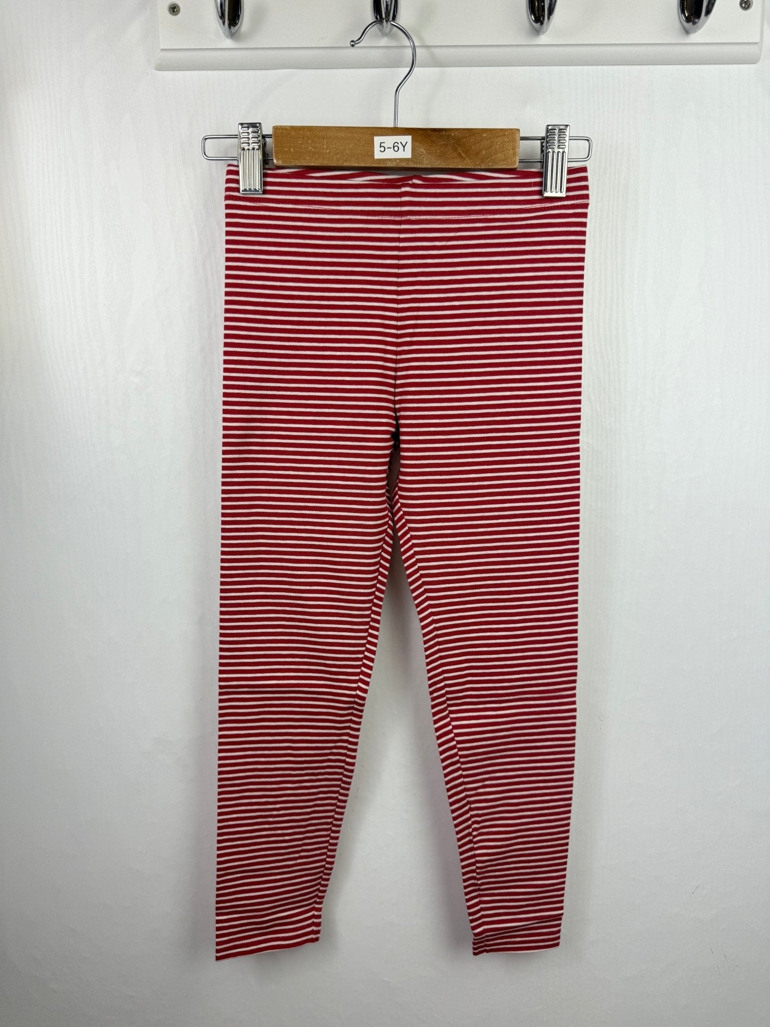 NEW M*S Red Striped Leggings - Girls 5 - 6 Years - Back On The Shelves High Street Outlet Online UK
