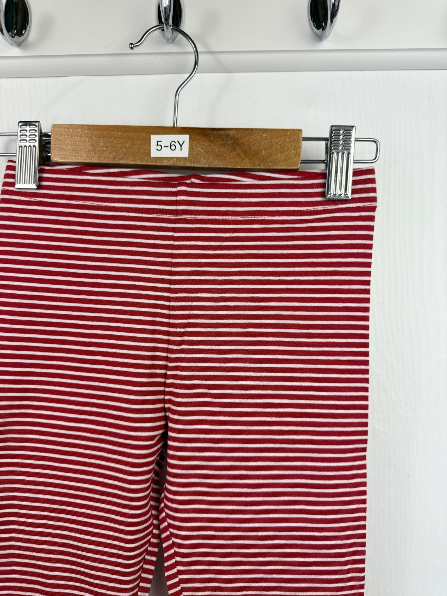 NEW M*S Red Striped Leggings - Girls 5 - 6 Years - Back On The Shelves High Street Outlet Online UK