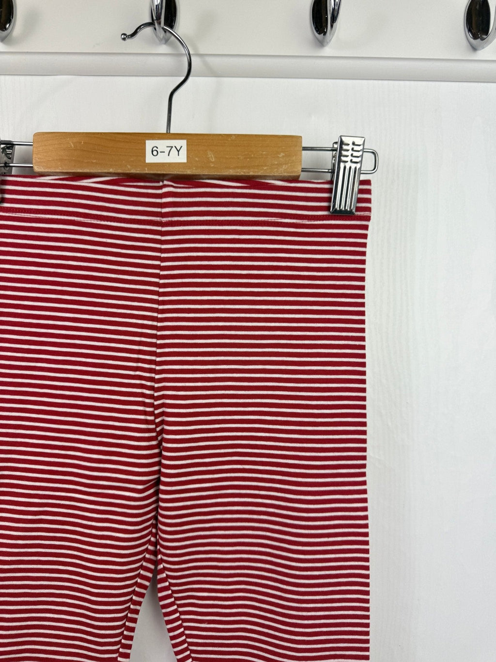 NEW M*S Red Striped Leggings - Girls 6 - 7 Years - Back On The Shelves High Street Outlet Online UK