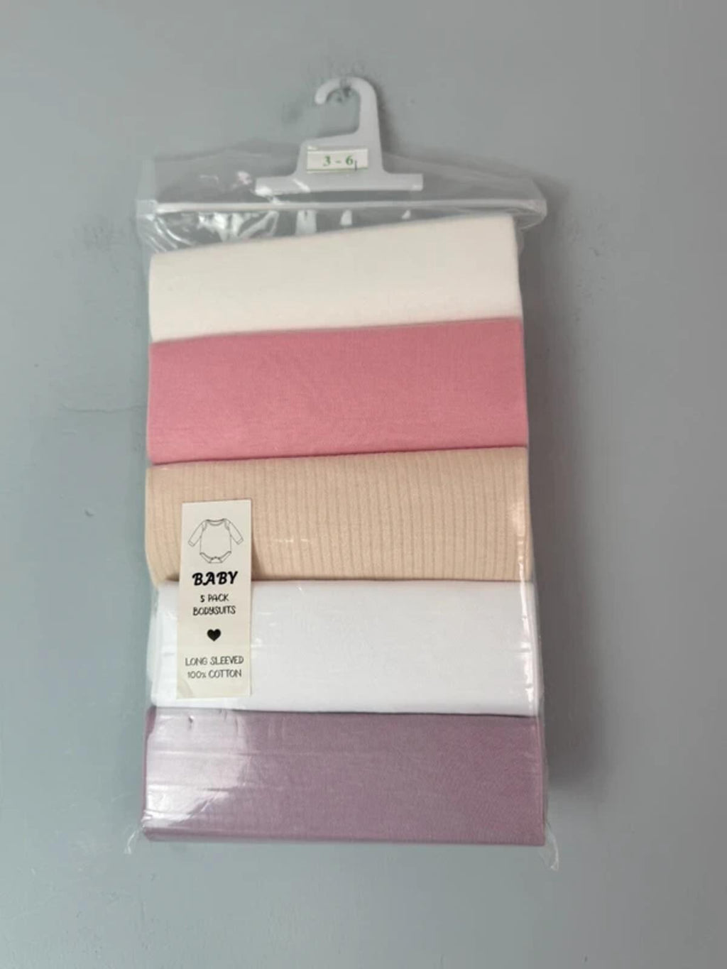 NEW Next 5 Pack Long Sleeve Bodysuits - Pink Cream Lilac - Girls 3 - 6 Months - Discounted high street clothing for children, ladies and men including everyday wear and seasonal styles. UK online