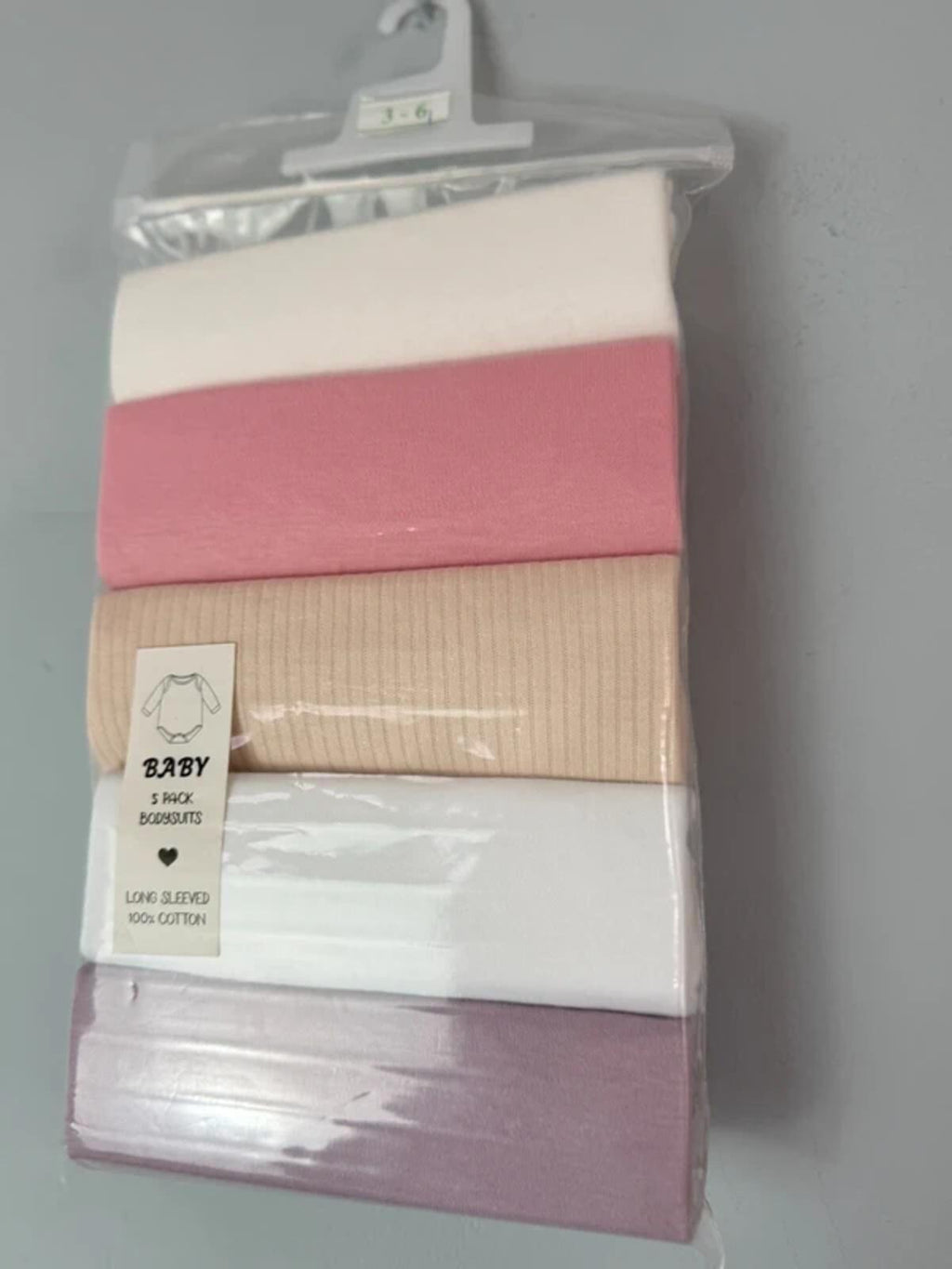 NEW Next 5 Pack Long Sleeve Bodysuits - Pink Cream Lilac - Girls 3 - 6 Months - Discounted high street clothing for children, ladies and men including everyday wear and seasonal styles. UK online