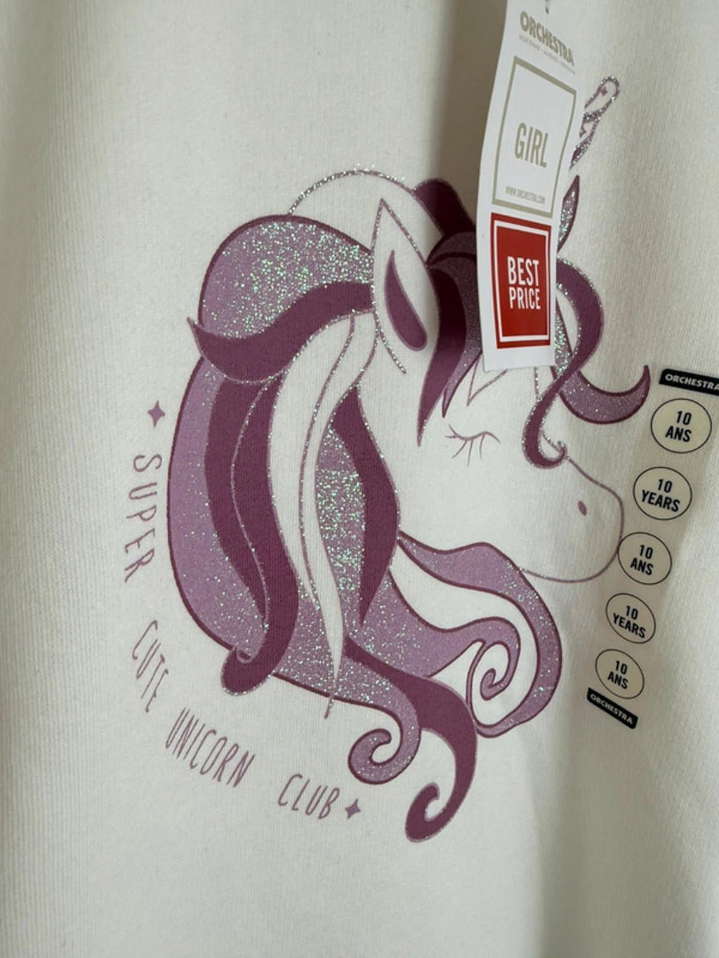 NEW Orchestra Cream Unicorn Sweatshirt Girls 10 Years - Discounted high street clothing for children, ladies and men including everyday wear and seasonal styles. UK online