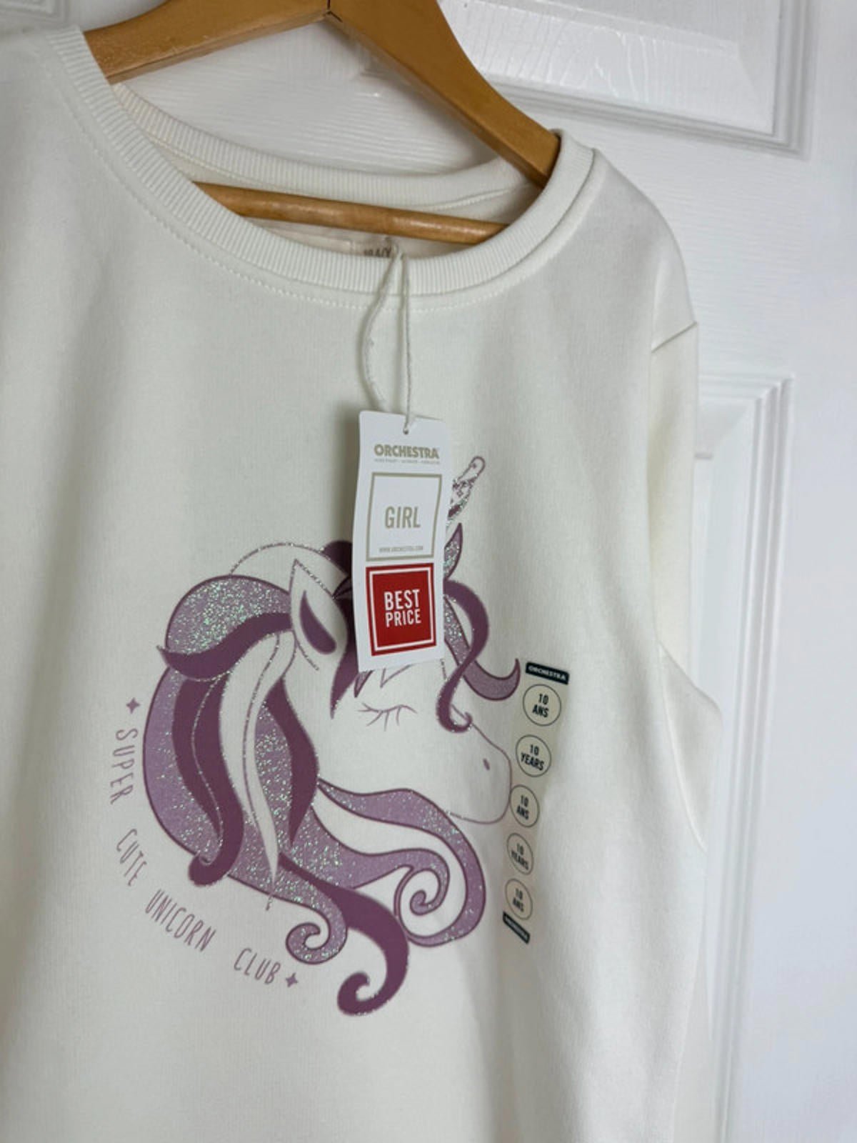 NEW Orchestra Cream Unicorn Sweatshirt Girls 10 Years - Discounted high street clothing for children, ladies and men including everyday wear and seasonal styles. UK online