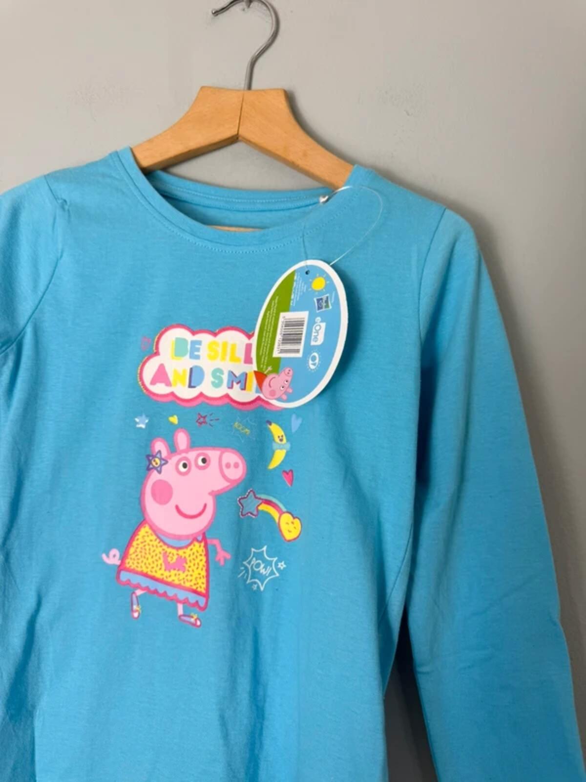 NEW Peppa Pig 100% Cotton Long Sleeve Top Light Blue - Girls 5 - 6 Years - Discounted high street clothing for children, ladies and men including everyday wear and seasonal styles. UK online