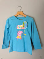 NEW Peppa Pig 100% Cotton Long Sleeve Top Light Blue - Girls 5 - 6 Years - Discounted high street clothing for children, ladies and men including everyday wear and seasonal styles. UK online